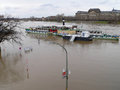 Highwater in dresden saxony germany april the historic terrassenufer waterfront and the steam boat landings are flooded by the Royalty Free Stock Images