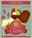 Ice cream vintage card menu dessert in retro style illustration Stock Image
