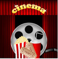 Illustration of the cinema on a red background Stock Photo