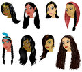 Indianarabwomenfaces vector illustration of indian arab and native american women faces great for avatars makeup skin tones or Royalty Free Stock Image
