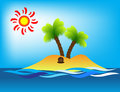 Island tropical sun and coconut tree Stock Photography