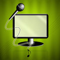 Karaoke illustration of monitor with microphone for Royalty Free Stock Photography