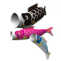 Koinobori family d render illustration isolated on white Stock Images