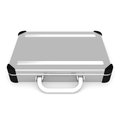 Laid aluminum attache case front view d render illustration on white Royalty Free Stock Photo