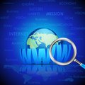 Magnifying glass searching www vector illustration of on earth Royalty Free Stock Photos