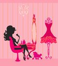 Make up at home silhouettes illustration Royalty Free Stock Image