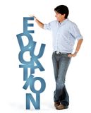Man with word education Stock Image