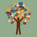 Media icons social on light green background Stock Images