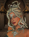 Medusa in the throne room d rendering of mythological Royalty Free Stock Photo