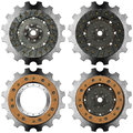 Metal gears on a white background four and brown with bolts isolated Royalty Free Stock Photo
