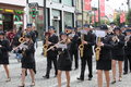 Music band on pedestrian street nicolae balcescu sibiu romania june sibiu international theatre festival playing Stock Image
