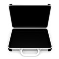 Opened aluminum attache case d render illustration on white Stock Images