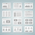 Page layout template set on blue background Royalty Free Stock Photo