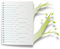 Paper is wood vector illustration of sheet of growing some branches Royalty Free Stock Photo