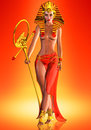 Pharaoh queen this is a striking pose of an egyptian who anointed herself a she ruled with the gumption of a god Royalty Free Stock Photography