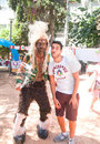 Photo with an indian at pride parade tel aviv june a street performer performs before the gay near the meeting point and poses one Stock Images