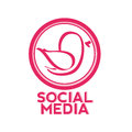 Pink bird social media on white background Stock Photos