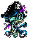 Pirate skull with treasure s keys Royalty Free Stock Image
