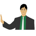 Posture of a businessman alone relying on wall Stock Photography