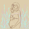 Pregnant woman outdoor illustration beautiful smiling vector Stock Image