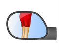 Rear view mirror reflected sexy women legs on white background Stock Image