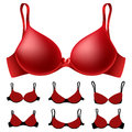 Red bra set with silhouettes Royalty Free Stock Photo