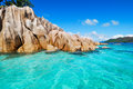 Rock view from the ocean seychelles Stock Photography