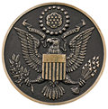 Seal of the us close up a bronze plaque a great united states front view clipping path Stock Images
