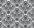 Seamless floral polish pattern ethnic background in black and white repetitive monochrome folk art Stock Image