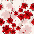 Seamless pattern elegant with abstract red flowers for your design Stock Image