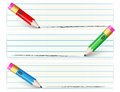 Set of banners with colorful pencil illustration Stock Photography