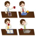 Set of cartoon businessman in various poses vector file eps Royalty Free Stock Photography