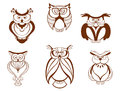 Set of cartoon owl birds isolated on white background Royalty Free Stock Photo
