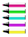 A set of colored markers five pieces Stock Image