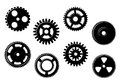 Set of gears and pinions isolated on white background Royalty Free Stock Photography