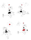 Set of happy doodle shopping girls image a Stock Photos
