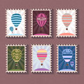 Set of vintage stamp with balloon decorative Royalty Free Stock Photography