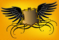 Shield with wings in yellow background Stock Photos