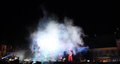 Smoke on stage grand square sibiu transylvania romania june sibiu international theatre festival firebirds an open air show by Stock Photos