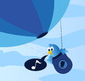 Social blue bird in balloon Royalty Free Stock Images
