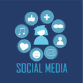 Social media icons on blue background Royalty Free Stock Photos