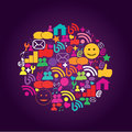 Social media icons on purple background Royalty Free Stock Images