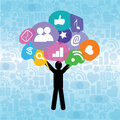 Social media person with different bubbles icons of Stock Image