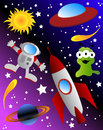 Space icons set with alien Stock Photos
