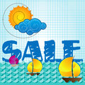 Special summer sale with sun and cloud Royalty Free Stock Image