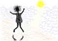 Spring break young woman jumping in joy on the beach Stock Image