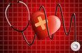 Stethoscope with heart for electrocardiogram Royalty Free Stock Image