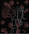 Style party life with tan girl sketch youth background Stock Images
