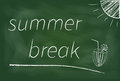 Summer break the start of the holidays was posted on the blackboard Royalty Free Stock Images
