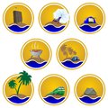 Summer holidays icons with the image of leisure and holiday items the illustration on a white background Royalty Free Stock Images